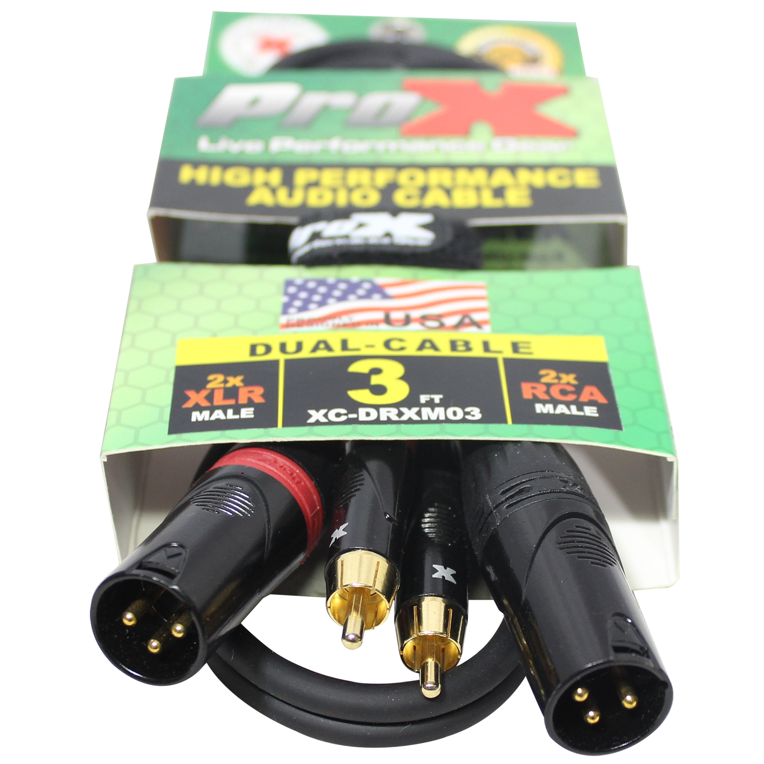 ProX 3' Ft. Premium Dual XLR to Dual RCA Audio Cable