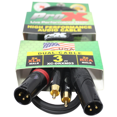ProX 3' Ft. Premium Dual XLR to Dual RCA Audio Cable