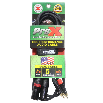 ProX 5 Ft. Unbalanced Dual RCA-M to Dual XLR3-M High Performance Audio Cable