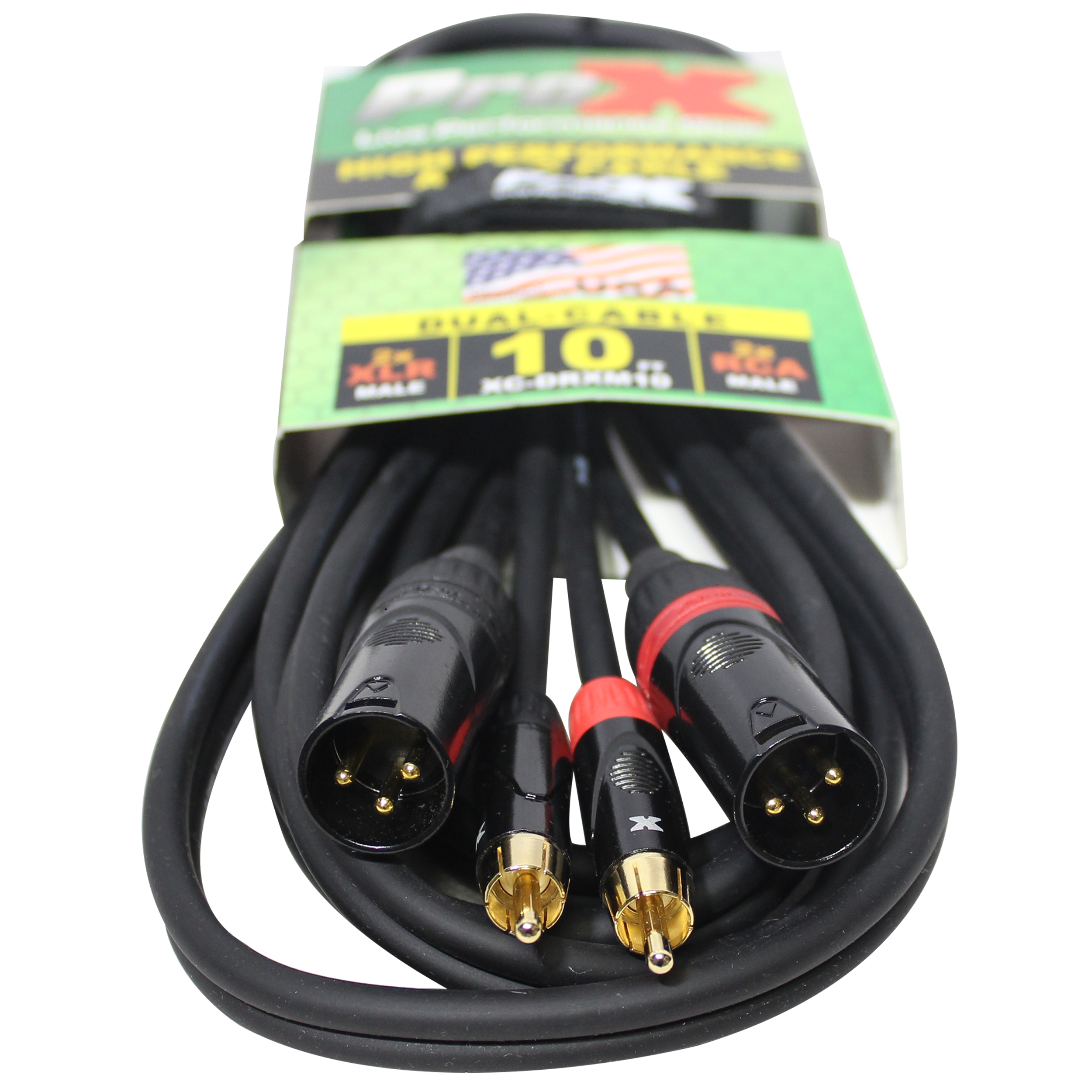 ProX 10 Ft. Unbalanced Dual RCA-M to Dual XLR3-M High Performance Audio Cable