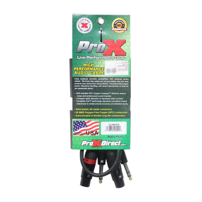 ProX 3 Ft. Balanced Dual 1/4" TRS-M to Dual XLR3-F High Performance Audio Cable