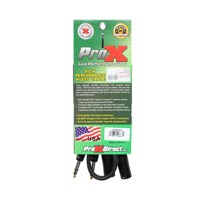 ProX 3 Ft. Balanced Dual 1/4" TRS-M to Dual XLR3-M High Performance Audio Cable