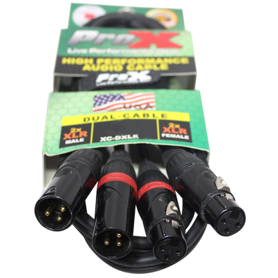 ProX 3' Ft High Performance Dual XLR-M to Dual XLR-F Audio Cable
