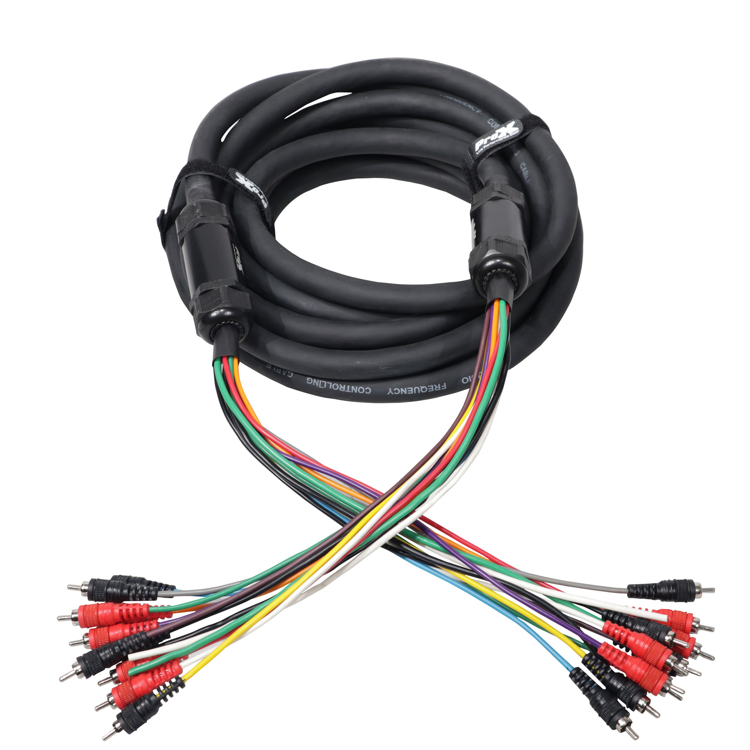 ProX 25' ft 10 RCA Channel + 3 Power Cable for Marine and Car Audio - Medusa Style Cable