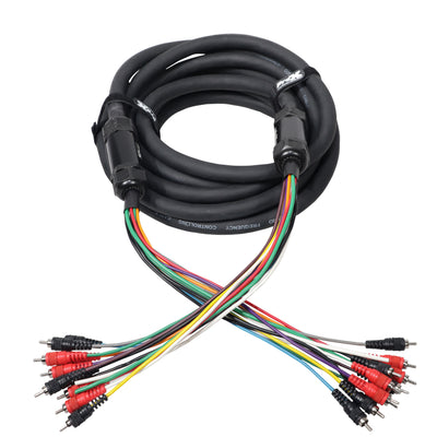 ProX 25' ft 10 RCA Channel + 3 Power Cable for Marine and Car Audio - Medusa Style Cable