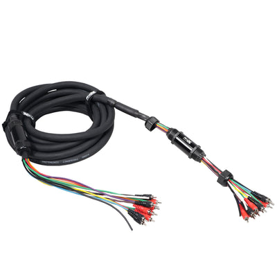 ProX 25' ft 10 RCA Channel + 3 Power Cable for Marine and Car Audio - Medusa Style Cable