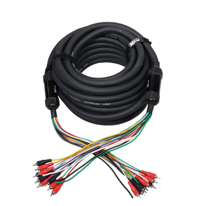 ProX 50' ft 10 RCA Channel + 3 Power Cable for Marine and Car Audio - Medusa Style Cable