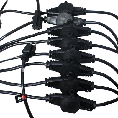 ProX 52' Ft. Male NEMA 120VAC to 9-Outet Female Edison 14/3AWG Power Extension Cable