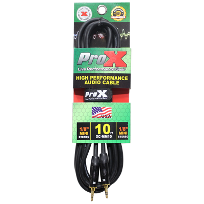 ProX 10 Ft. Balanced TRS-M Mini 1/8" to TRS-M Mini 1/8" High Performance Audio Cable
