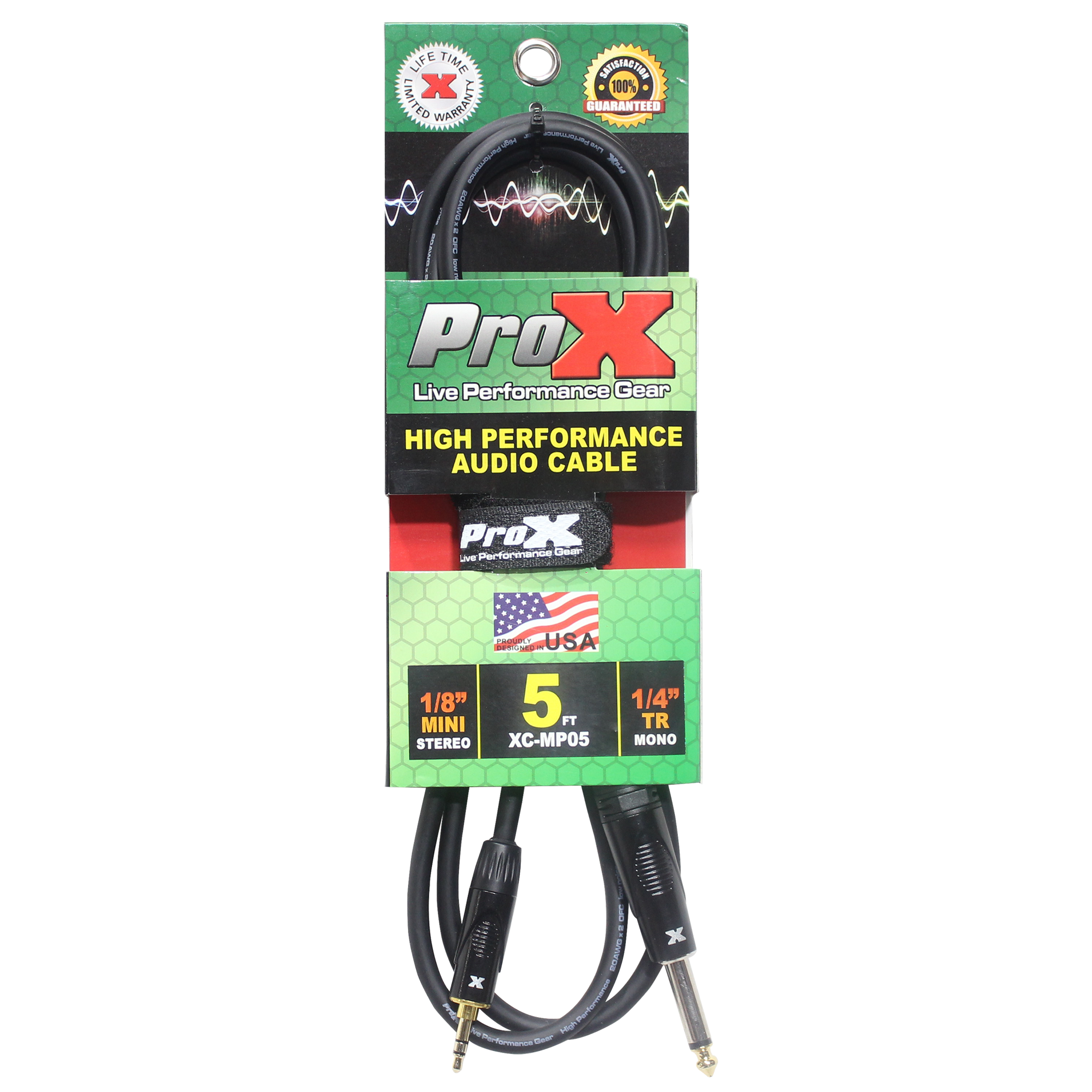 ProX 5 Ft. Unbalanced TRS-M Mini 1/8" to TS-M High Performance Audio Cable