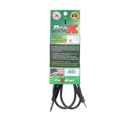 ProX 5 Ft. Unbalanced TRS-M Mini 1/8" to TS-M High Performance Audio Cable