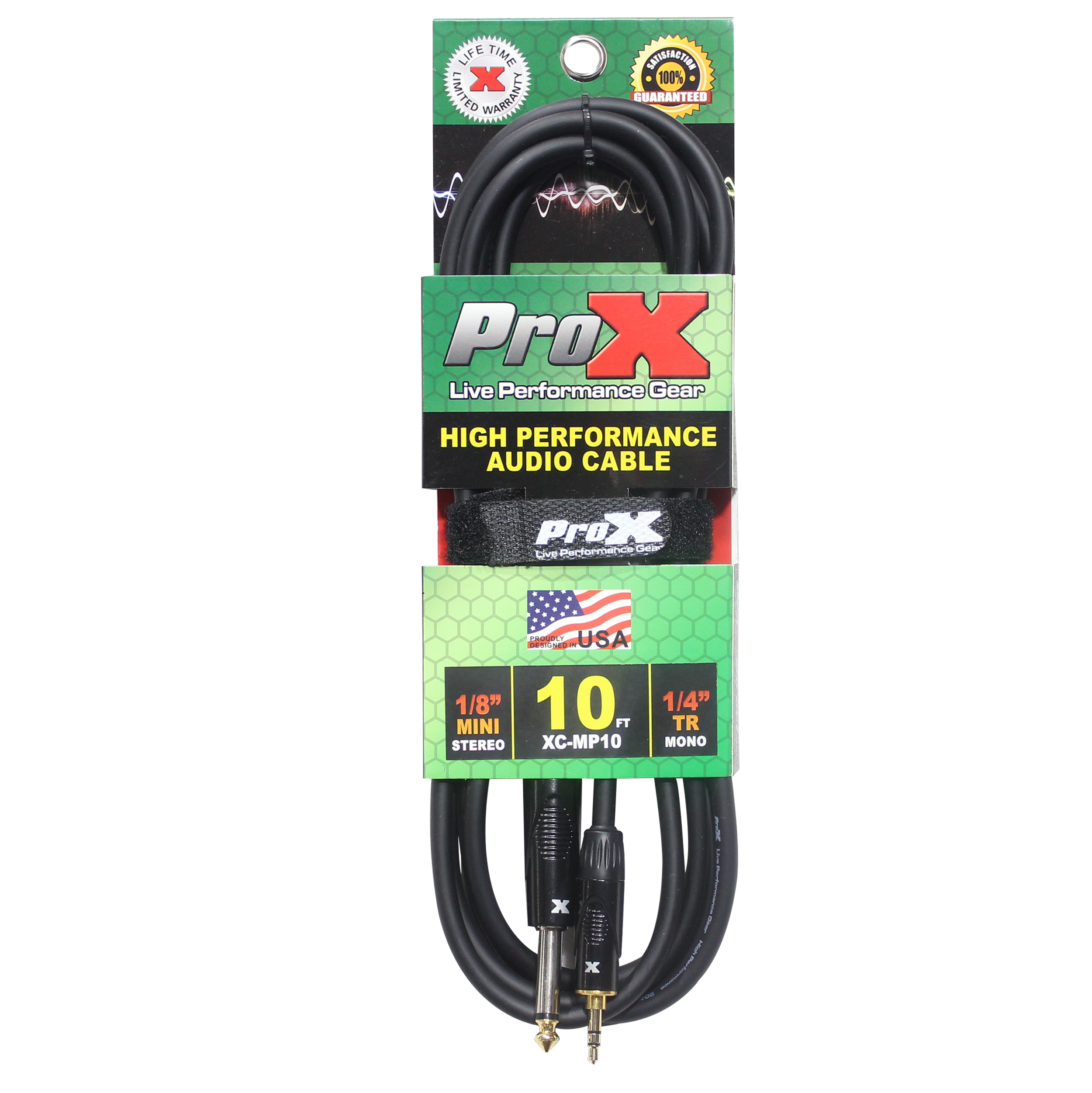 ProX 10 Ft. Unbalanced TRS-M Mini 1/8" to TS-M High Performance Audio Cable