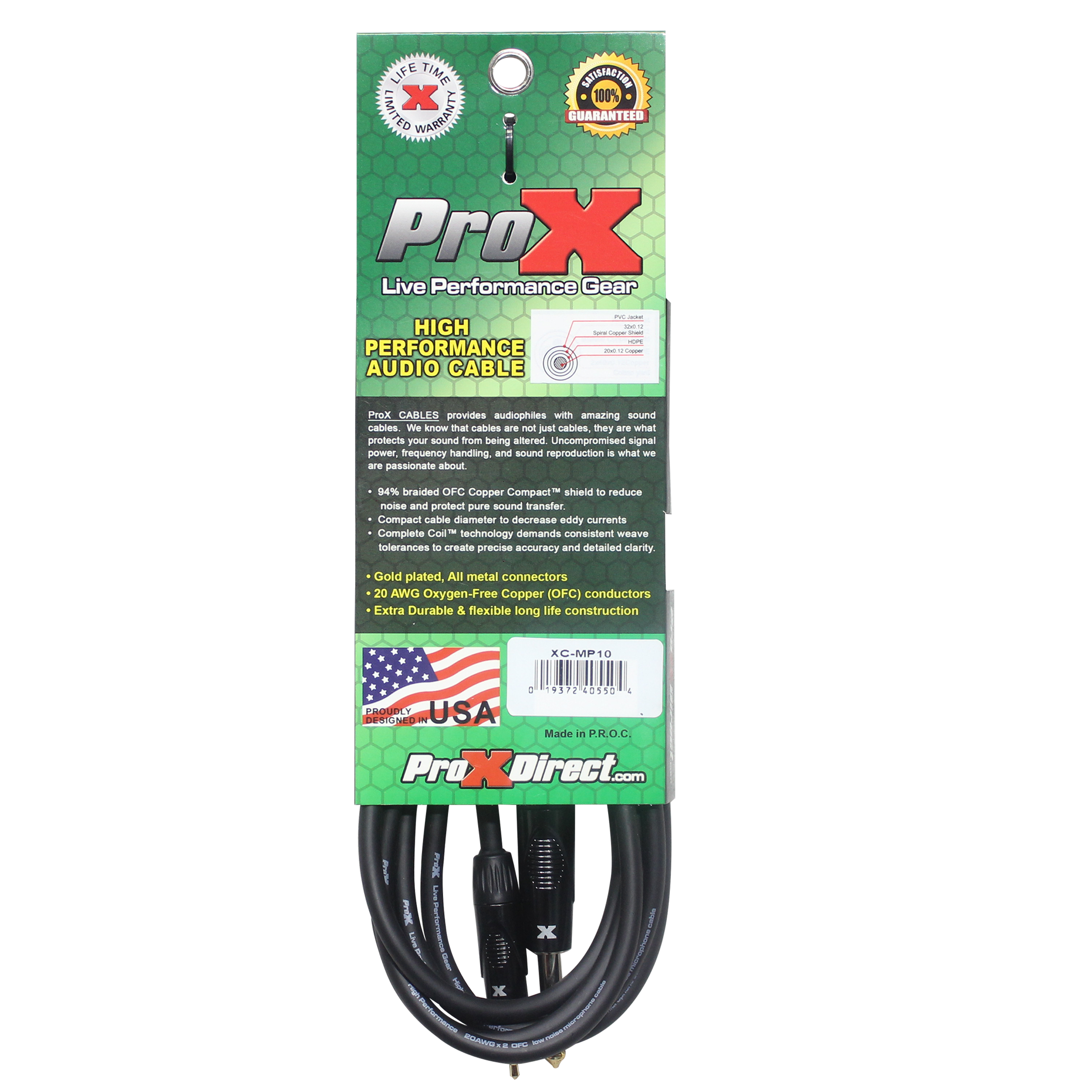 ProX 10 Ft. Unbalanced TRS-M Mini 1/8" to TS-M High Performance Audio Cable