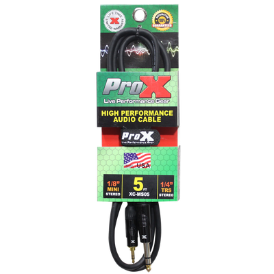 ProX 5 Ft. Balanced TRS-M Mini 1/8" to TRS-M High Performance Audio Cable