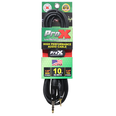 ProX 10 Ft. Balanced TRS-M Mini 1/8" to TRS-M High Performance Audio Cable