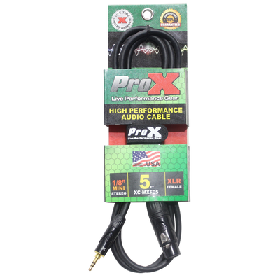 ProX 5 Ft. Unbalanced 3.5mm TRS-M Mini to XLR3-F High Performance Audio Cable