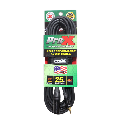ProX 25 Ft. Unbalanced 1/8" (3.5mm) TRS-M Mini to XLR3-M High Performance Audio Cable