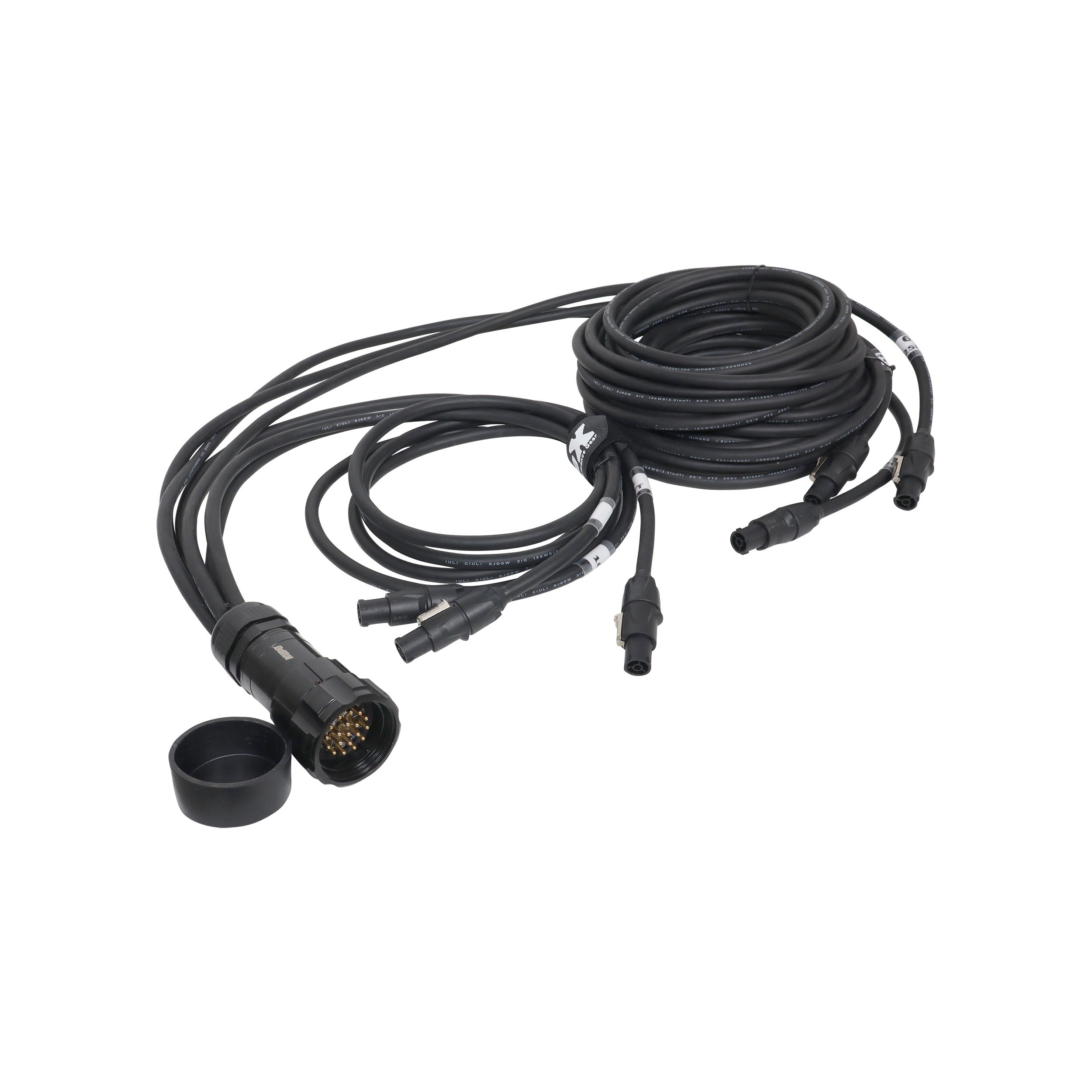 ProX 19PIN Kupo WPS-5219LM to 6x Rean True1 PowerCon 3, 5, 10, 15, 20, 25 ft SJOOW - 12AWG