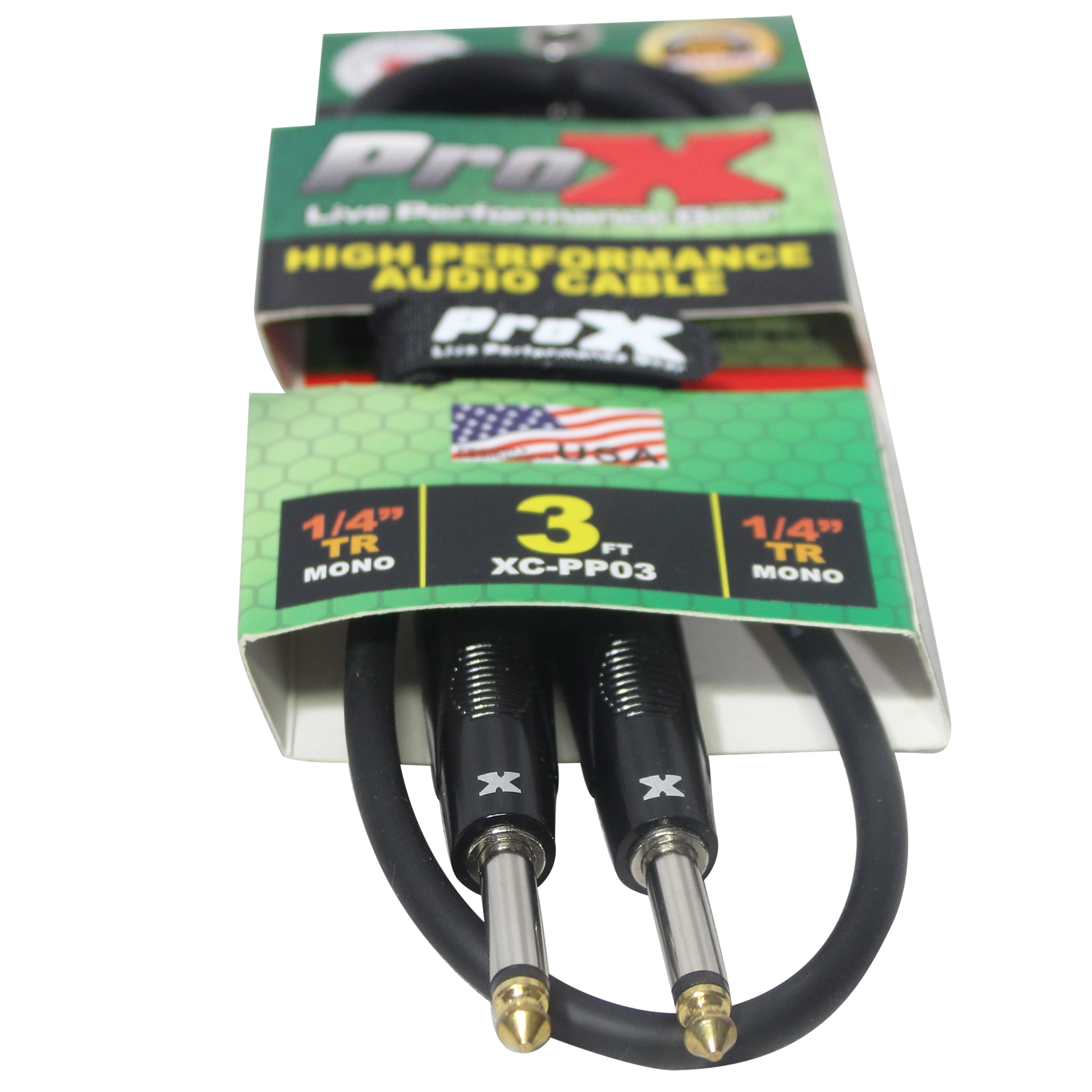 ProX 3' Ft. Unbalanced 1/4" TS-M to 1/4" TS-M High Performance Pro Audio Instrument Guitar Cable