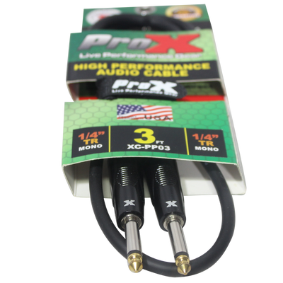 ProX 3' Ft. Unbalanced 1/4" TS-M to 1/4" TS-M High Performance Pro Audio Instrument Guitar Cable