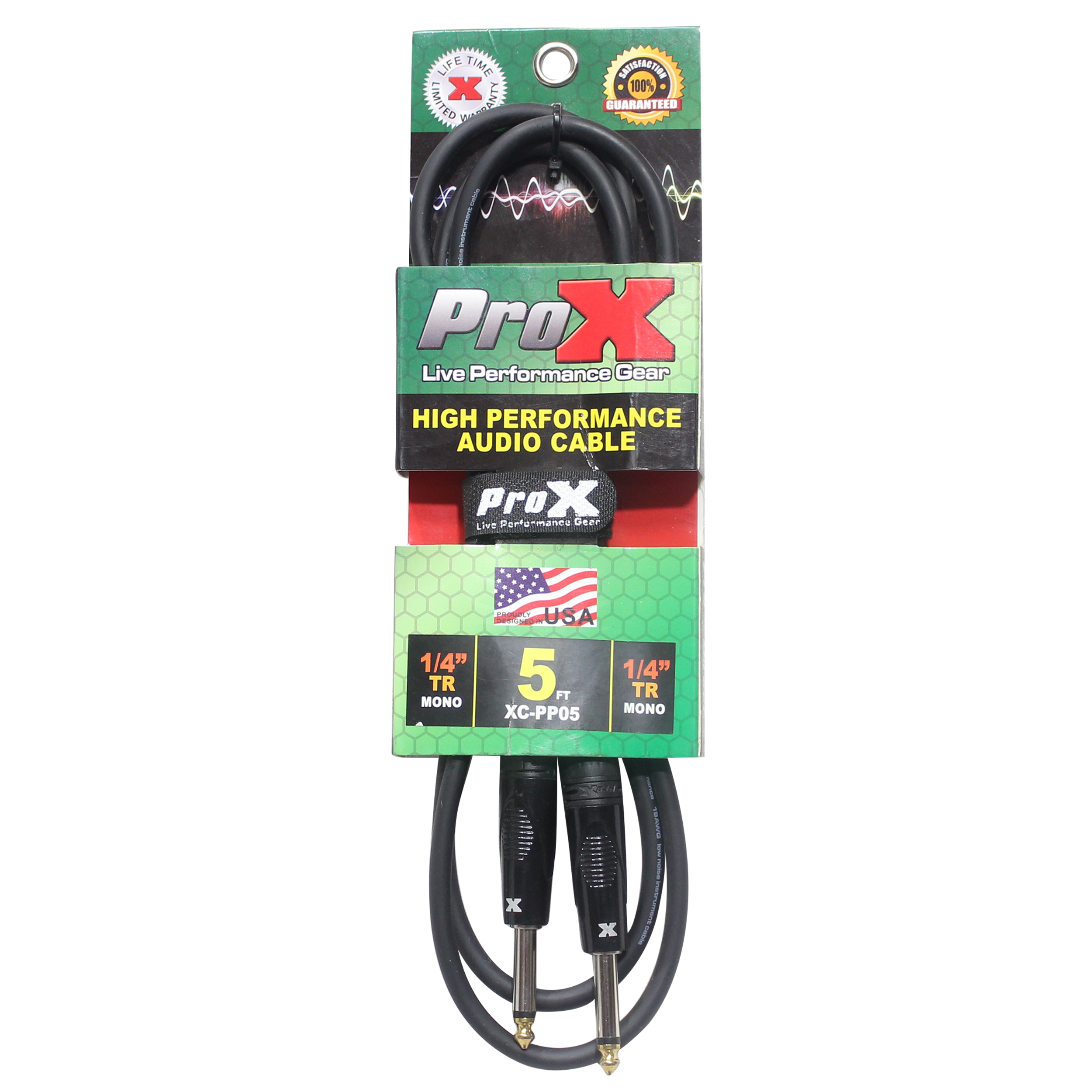 ProX 5' Ft. Unbalanced 1/4" TS-M to 1/4" TS-M High Performance Pro Audio Instrument Guitar Cable