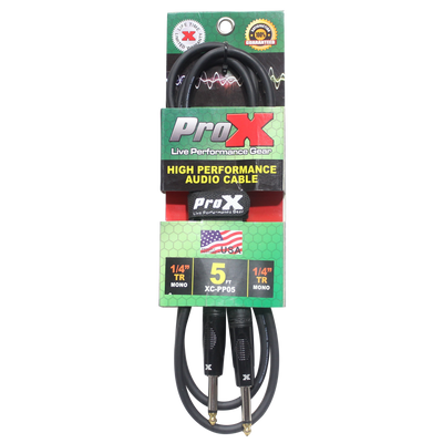 ProX 5' Ft. Unbalanced 1/4" TS-M to 1/4" TS-M High Performance Pro Audio Instrument Guitar Cable