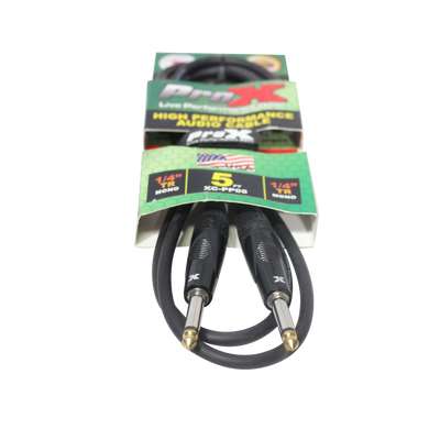 ProX 5' Ft. Unbalanced 1/4" TS-M to 1/4" TS-M High Performance Pro Audio Instrument Guitar Cable