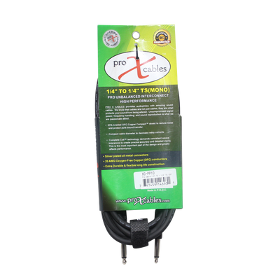 ProX 10' Ft. Unbalanced 1/4" TS-M to 1/4" TS-M High Performance Pro Audio Instrument Guitar Cable