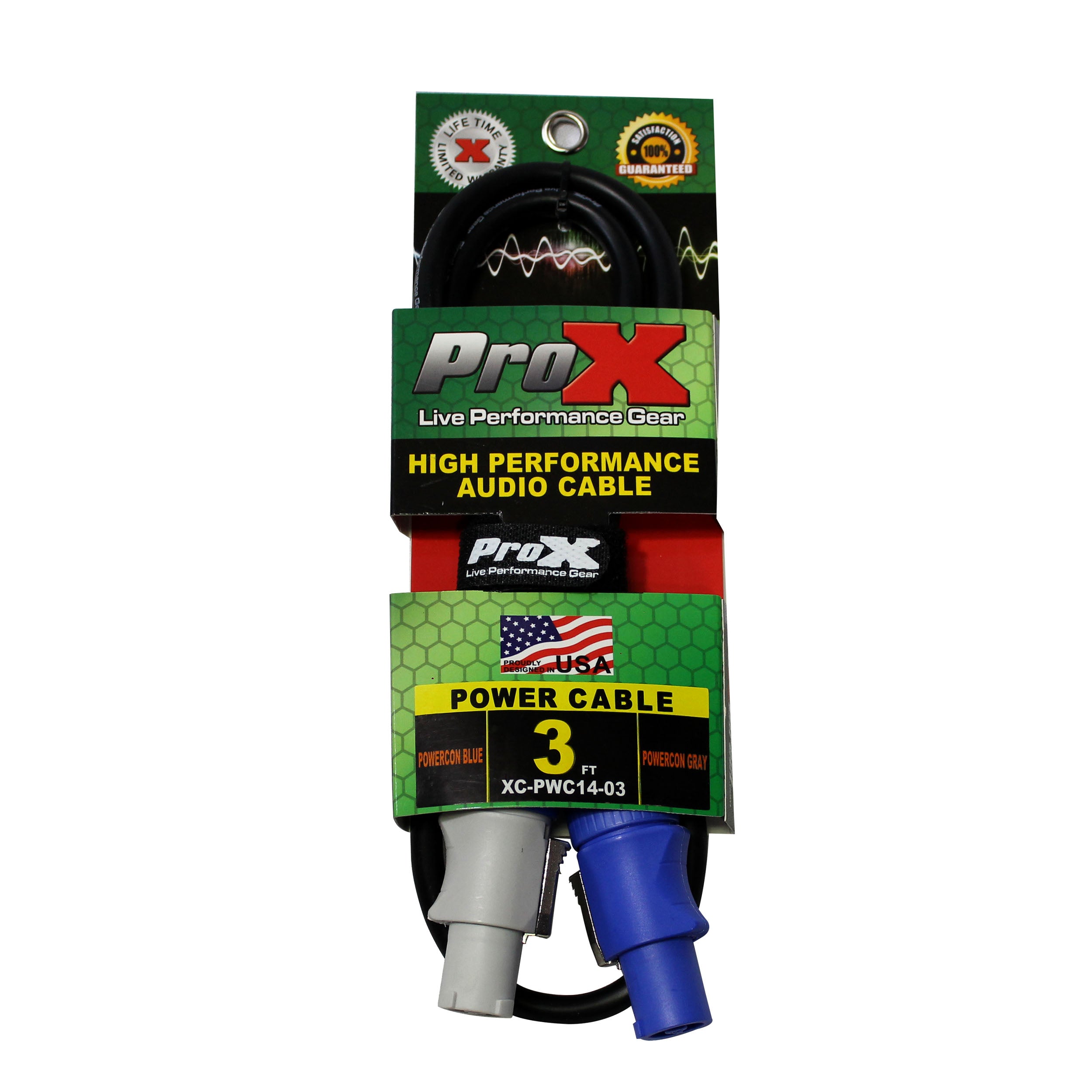 ProX 3 Ft. 14 AWG High Performance Power Cord Blue to Grey for Power Connection Compatible devices