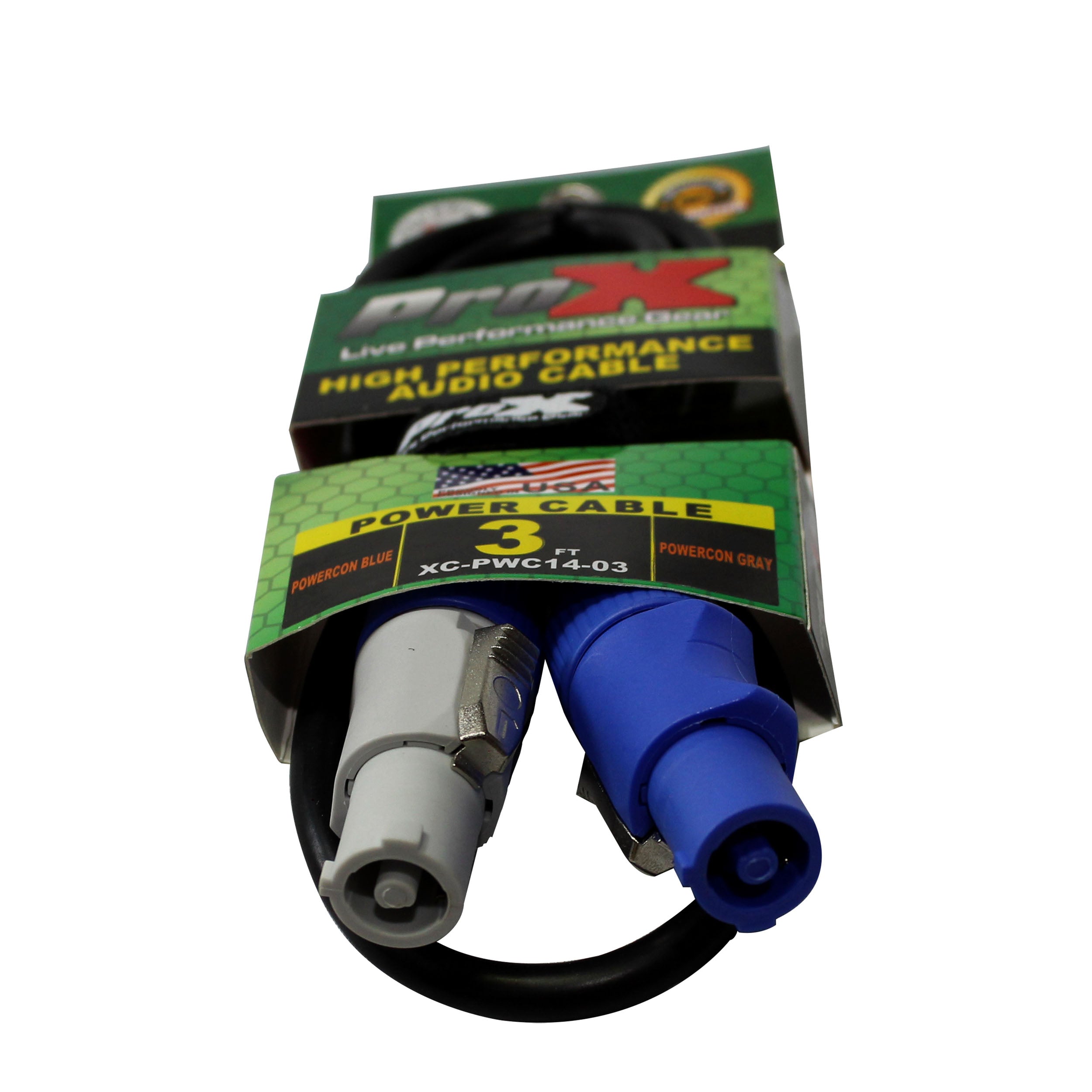 ProX 3 Ft. 14 AWG High Performance Power Cord Blue to Grey for Power Connection Compatible devices