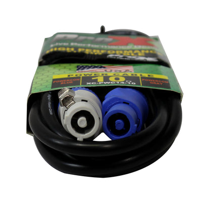 ProX 10 Ft. 14 AWG High Performance Power Connection Link Grey Male to Blue Male for Power Connection compatible devices