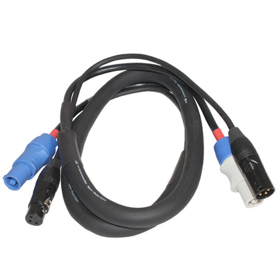 ProX 10' Ft Dual 14AWG Powerkon to Dual DMX Combo Link Jumper Cable