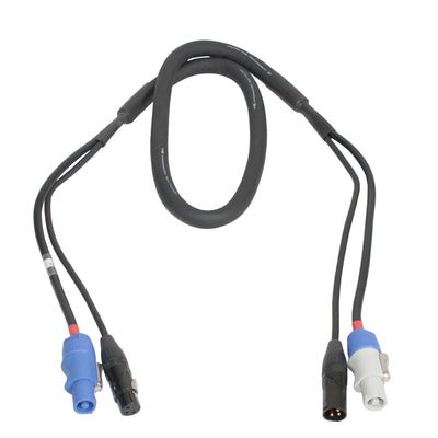 ProX 10' Ft Dual 14AWG Powerkon to Dual DMX Combo Link Jumper Cable