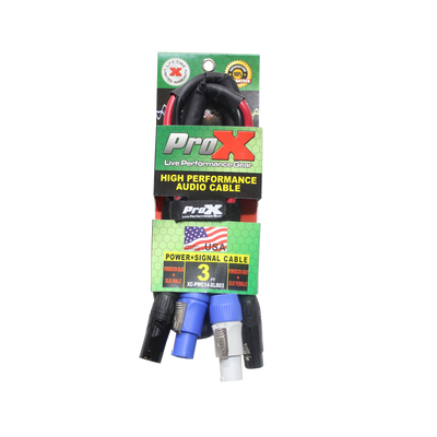 ProX 3' Ft Dual 14AWG Powerkon to Dual XLR Combo Link Jumper Cable