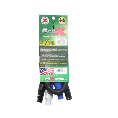 ProX 3' Ft Dual 14AWG Powerkon to Dual XLR Combo Link Jumper Cable