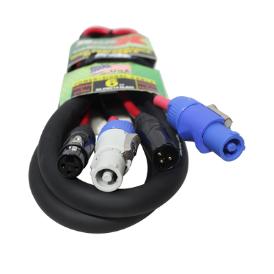 ProX 6' Ft Dual 14AWG Powerkon to Dual XLR Combo Link Jumper Cable