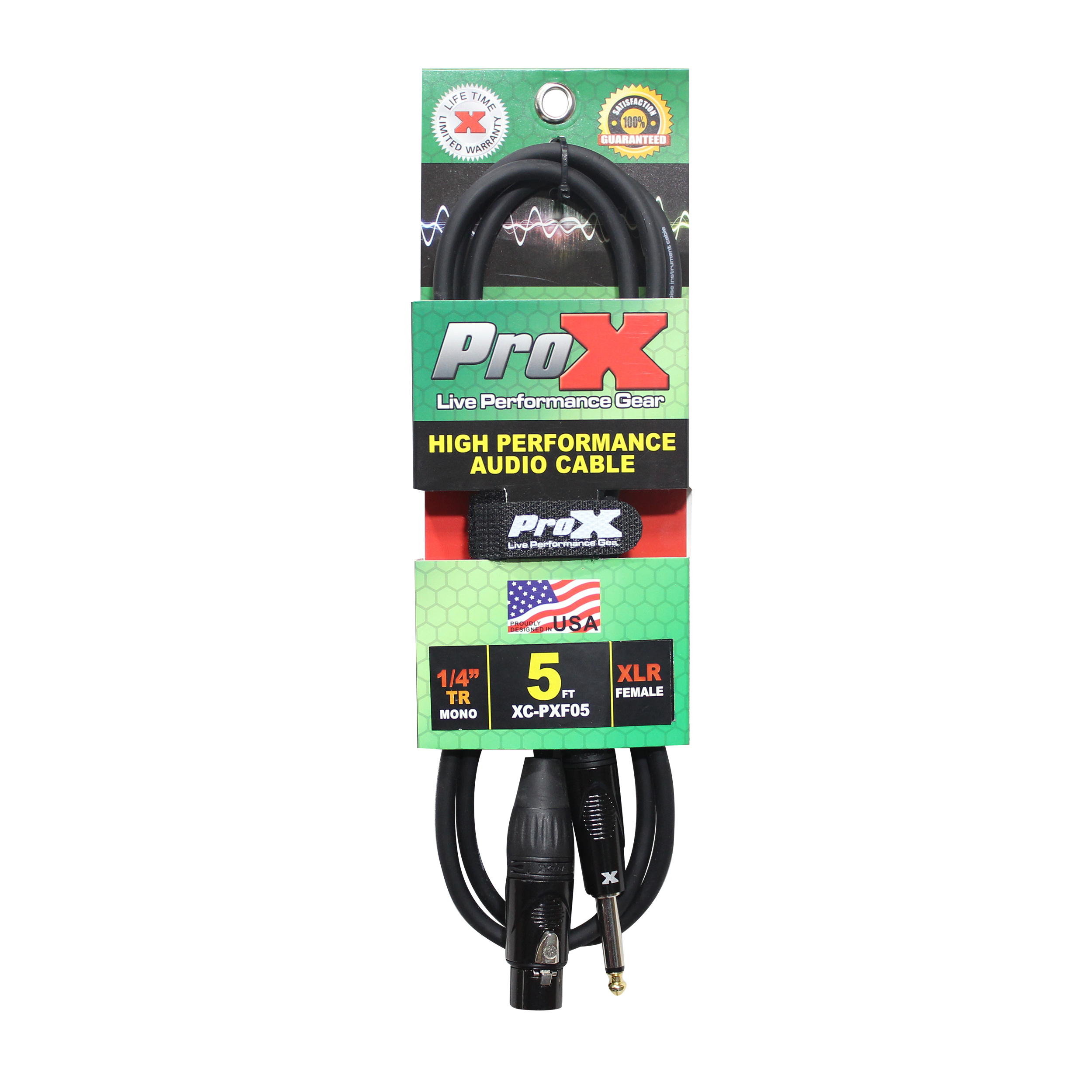ProX 5 Ft. Unbalanced 1/4" TS-M to XLR-F High Performance Audio Cable
