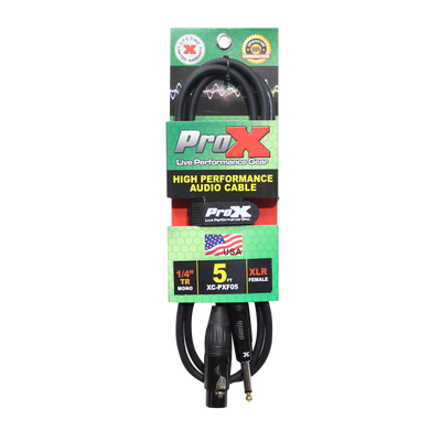 ProX 5 Ft. Unbalanced 1/4" TS-M to XLR-F High Performance Audio Cable