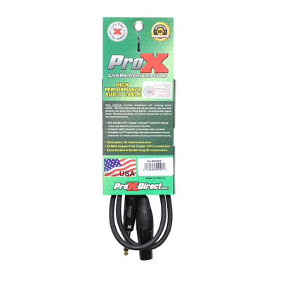 ProX 5 Ft. Unbalanced 1/4" TS-M to XLR-F High Performance Audio Cable