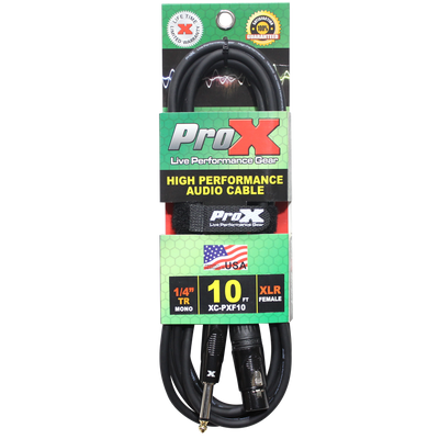 ProX 10 Ft. Unbalanced 1/4" TS to XLR3-F High Performance Audio Cable