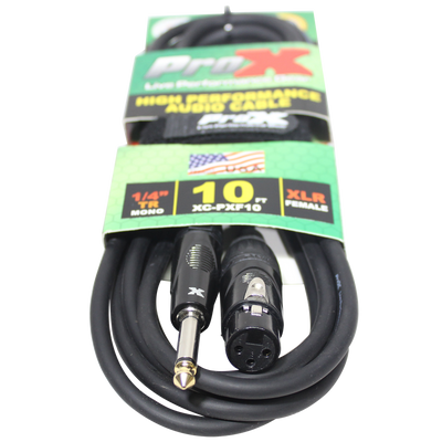 ProX 10 Ft. Unbalanced 1/4" TS to XLR3-F High Performance Audio Cable