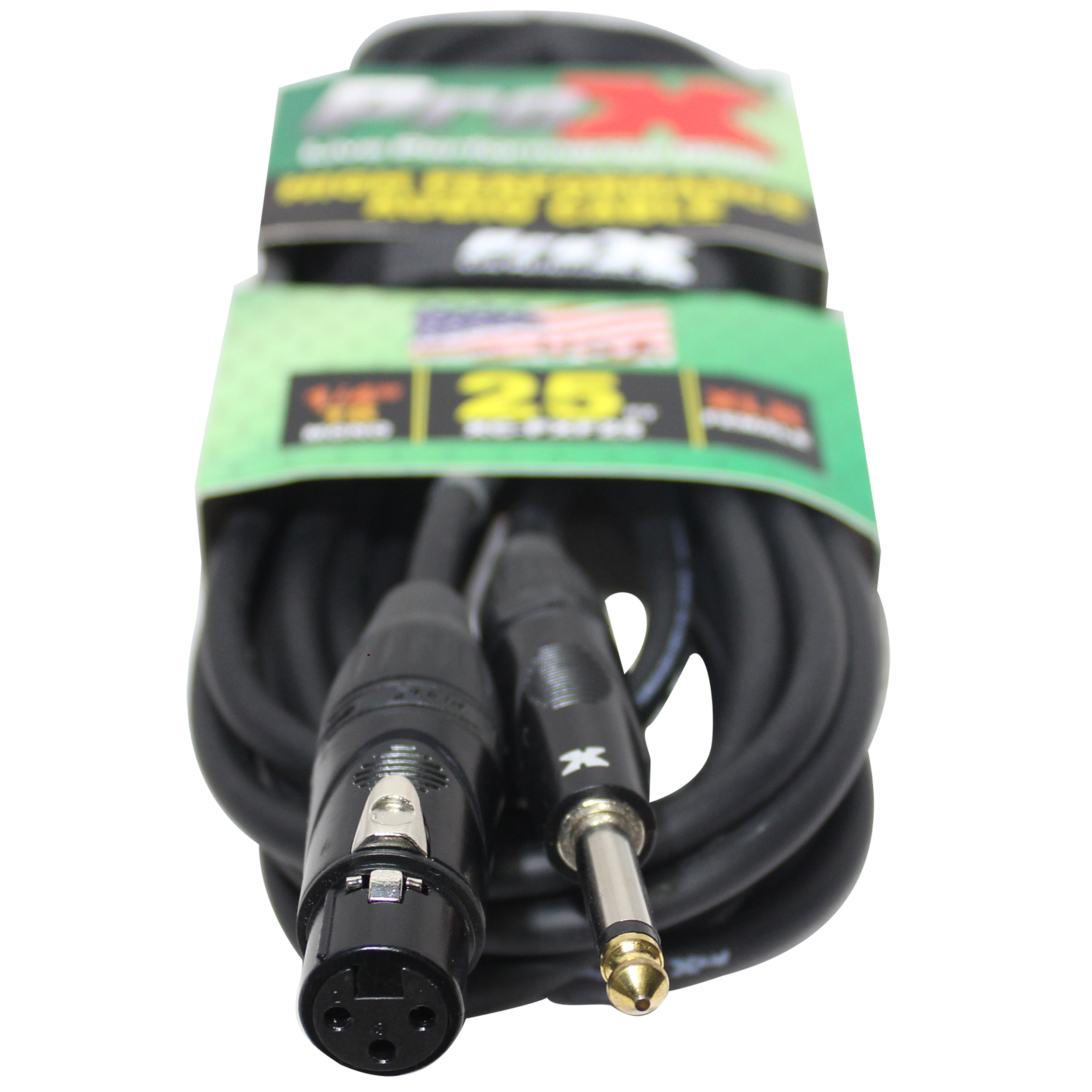 ProX 25 Ft. Unbalanced 1/4" TS to XLR3-F High Performance Audio Cable