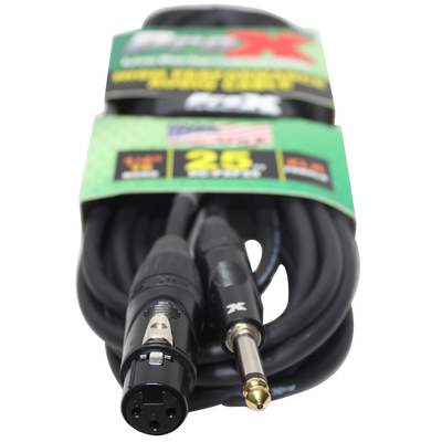 ProX 25 Ft. Unbalanced 1/4" TS to XLR3-F High Performance Audio Cable