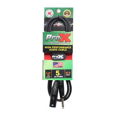 ProX 5 Ft. Unbalanced 1/4" TS to XLR3-M High Performance Audio Cable