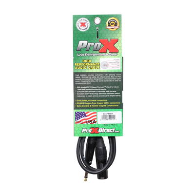 ProX 5 Ft. Unbalanced 1/4" TS to XLR3-M High Performance Audio Cable