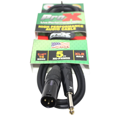 ProX 5 Ft. Unbalanced 1/4" TS to XLR3-M High Performance Audio Cable