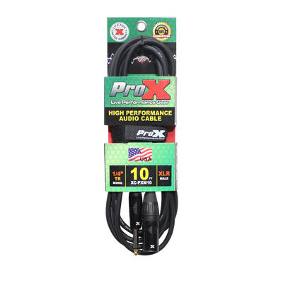 ProX 10 Ft. Unbalanced 1/4" TS-M to XLR3-M High Performance Audio Cable