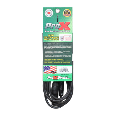 ProX 10 Ft. Unbalanced 1/4" TS-M to XLR3-M High Performance Audio Cable