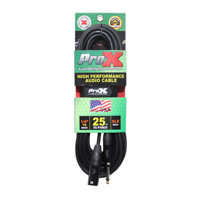 ProX 25 Ft. Unbalanced 1/4" TS to XLR3-M High Performance Audio Cable