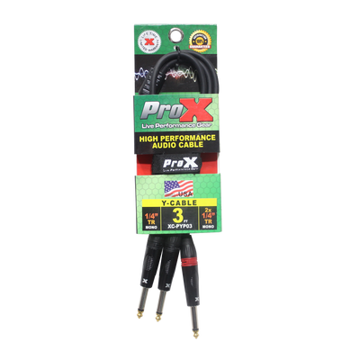 ProX 3 Ft. 1/4" TS-M to Dual 1/4" TS-M High Performance Audio Cable